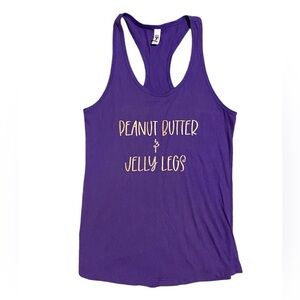 Peanut Butter Jelly Legs Purple Scoop Neck Sleeveless Racerback Tank Top